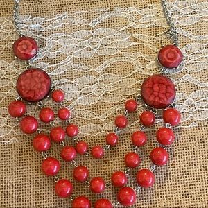 Red Boutique Statement Trendy Stone Necklace